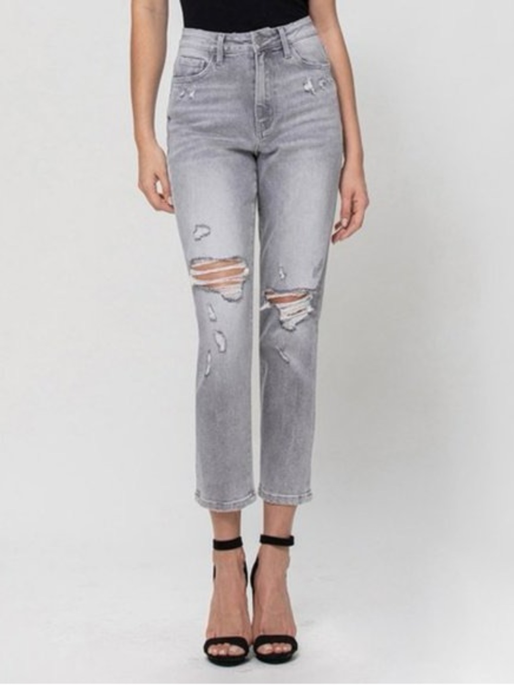 NWT grey distressed mom jeans size 26